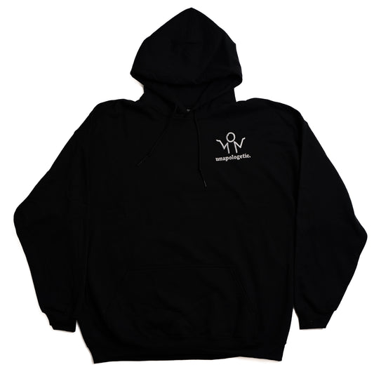 unapologetic Embroidered Black Hoodie